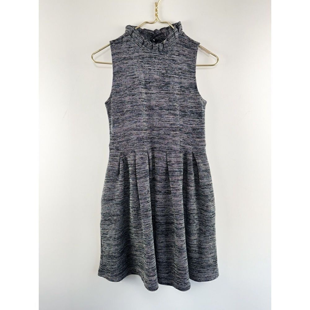 Anthropologie GANNI Pinnacle Textured Dress Ruffled Tweed Fit & Flare, Size S